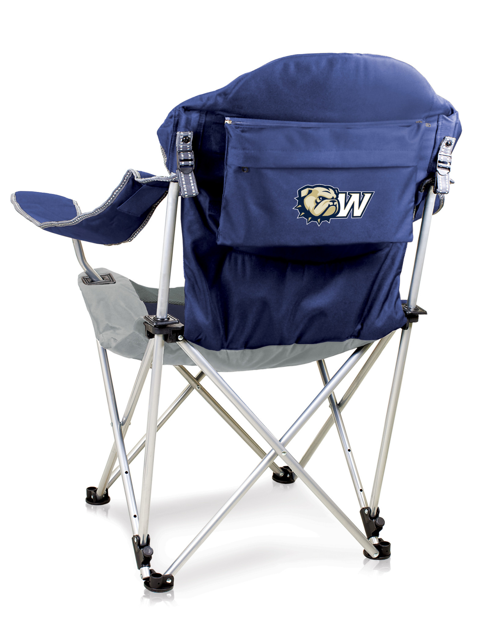 Picnic Time DROP SHIP ONLY  Blue and Grey Dog Head W Reclining Camp Chair (ONLINE ONLY)