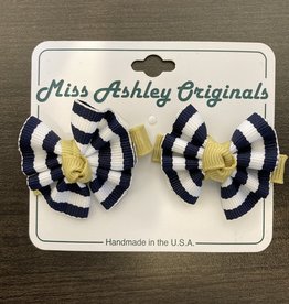 Miss Ashley Set of 2 Striped Gathered Clips