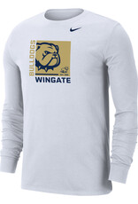 Nike White Wingate Bulldogs Dog Head Drifit Cotton Long Sleeve T Shirt