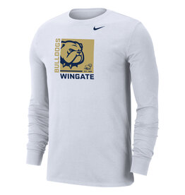 Nike White Wingate Bulldogs Dog Head Drifit Cotton Long Sleeve T Shirt