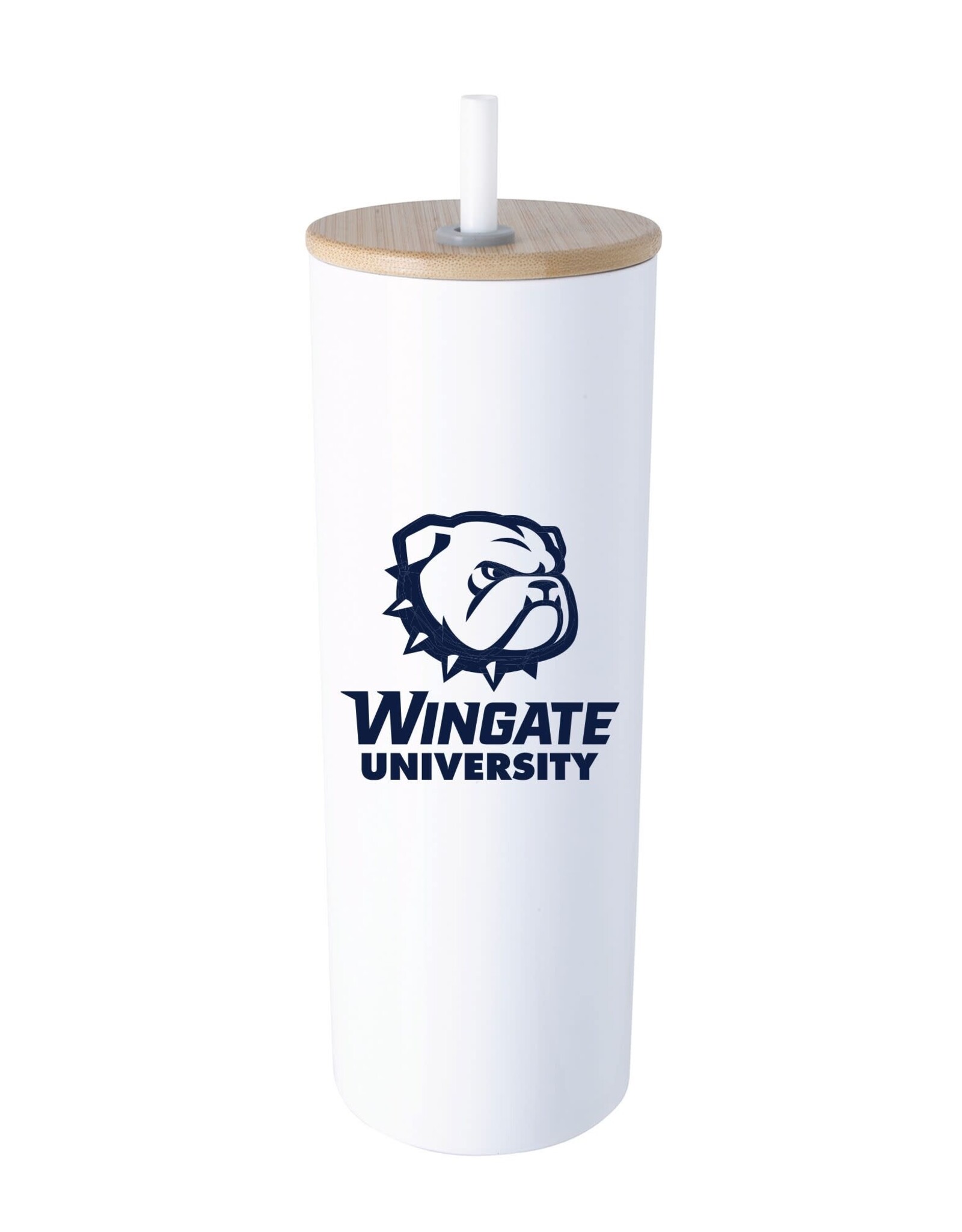 MCM 20oz White Full Dog Wingate University Stainless Steel Tumbler With Bamboo Lid