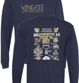 Comfort Colors Navy Wingate University Kenzie Long Sleeve T Shirt