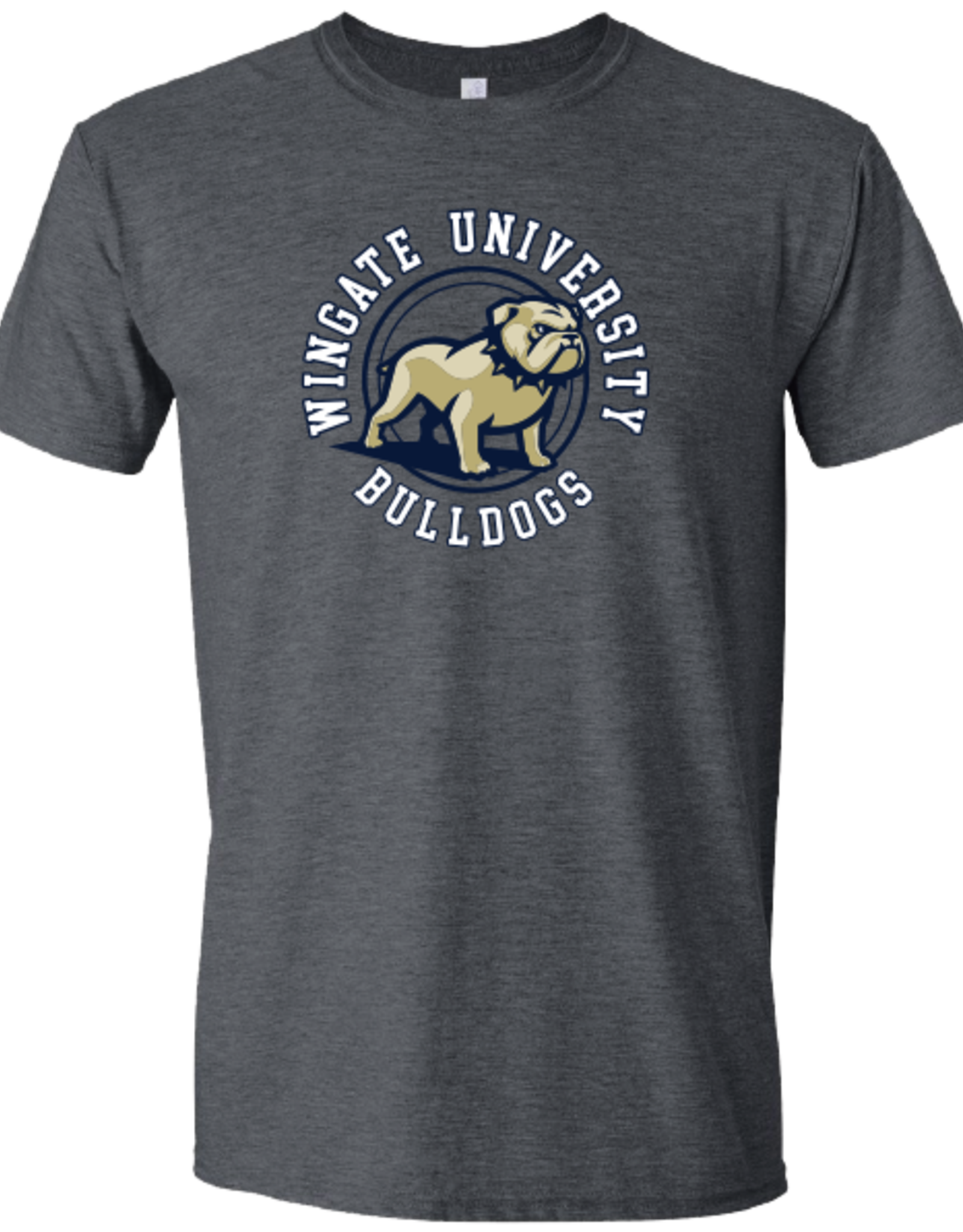 Gildan Soft Grey Wingate University Bulldogs Full Standing Dog In Circle Short Sleeve T Shirt