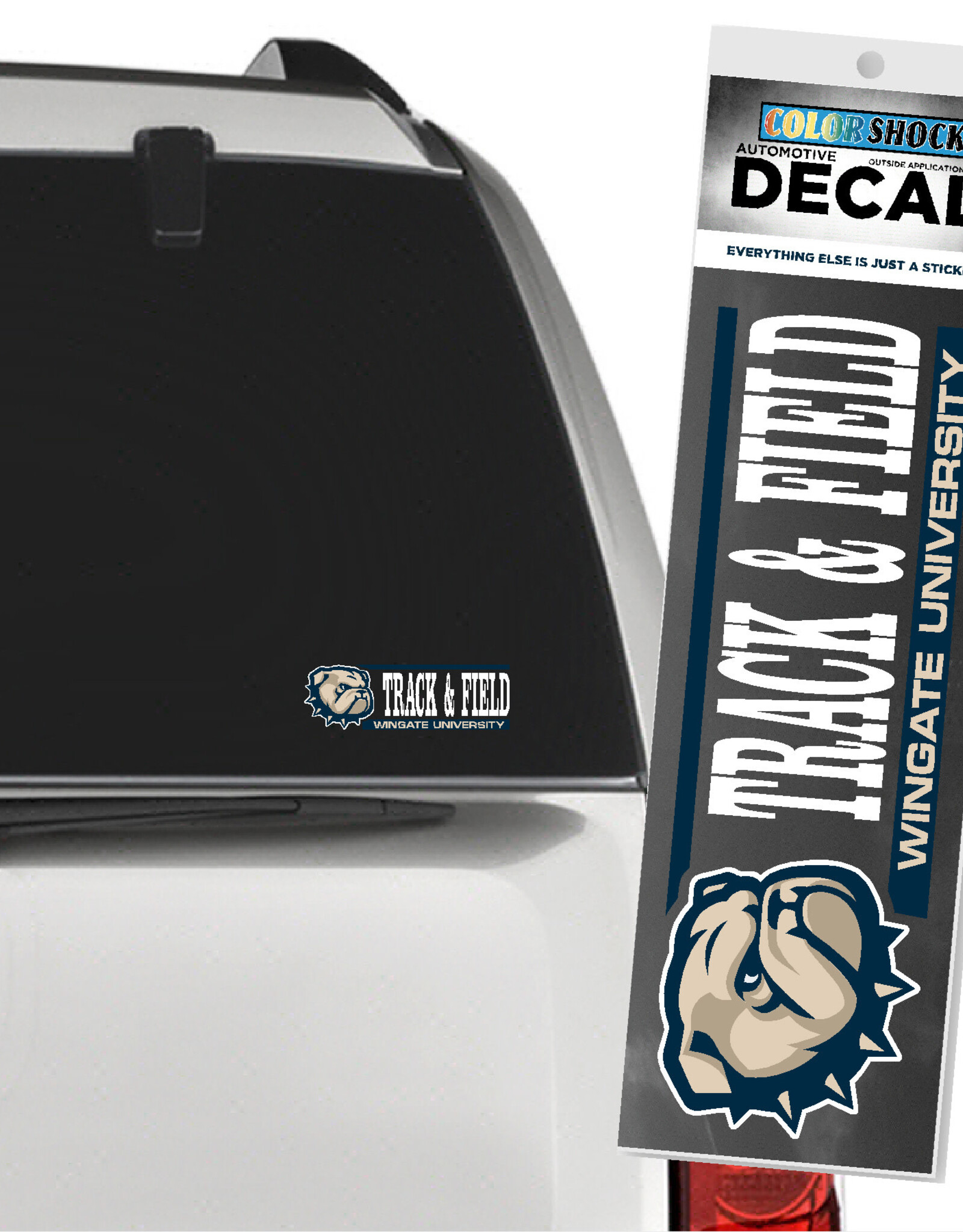 CDI 2" x 6" Dog Head Track and Field Over Wingate University Decal