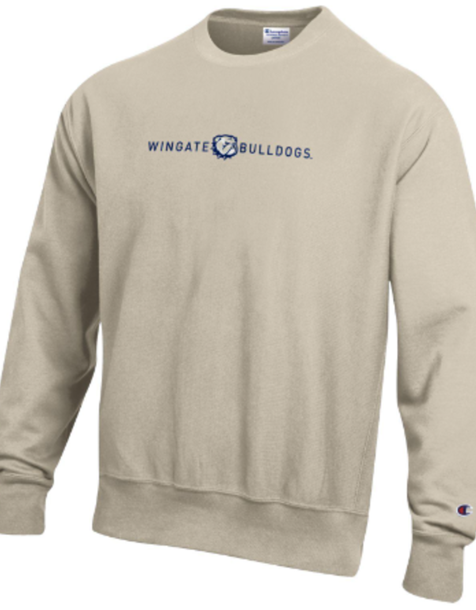 Champion Oatmeal Wingate Dog Head Bulldogs Embroidered Reverse Weave Crewneck Sweatshirt
