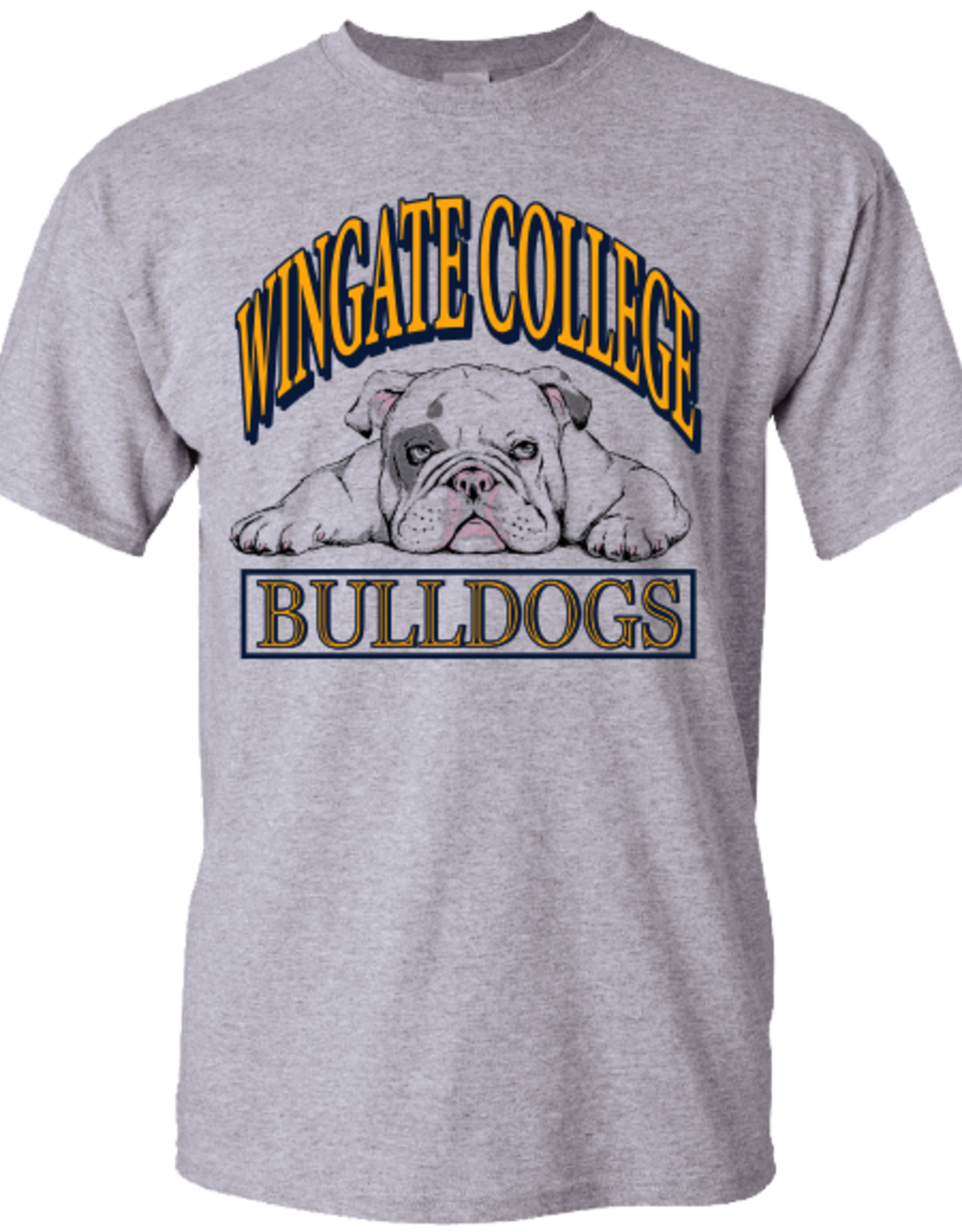 Gildan Heavy Cotton Grey Wingate College Bulldogs Vintage Short Sleeve T Shirt
