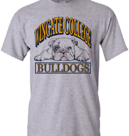 Gildan Heavy Cotton Grey Wingate College Bulldogs Vintage Short Sleeve T Shirt