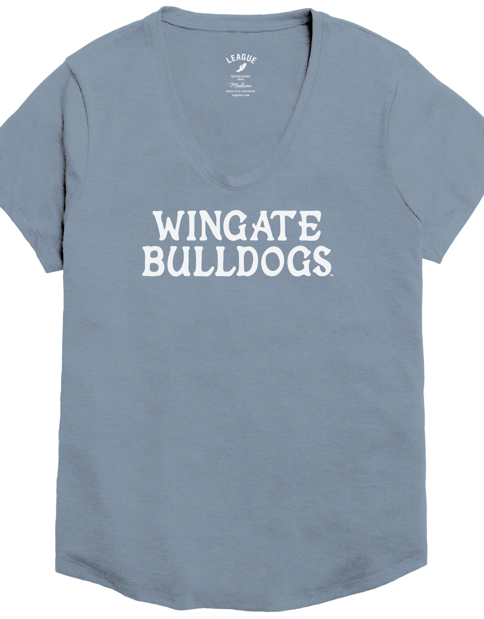 League Ladies Riviera Blue Wingate Bulldogs Triflex Voop Short Sleeve T Shirt