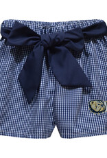 Vive La Fete Infant Navy White Chloe Embroidered Dog Head W Mini Check Tie Sash Short