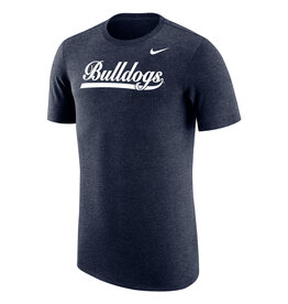 Nike Navy Heather Wingate Triblend with Bulldog Script Short Sleeve T Shirt