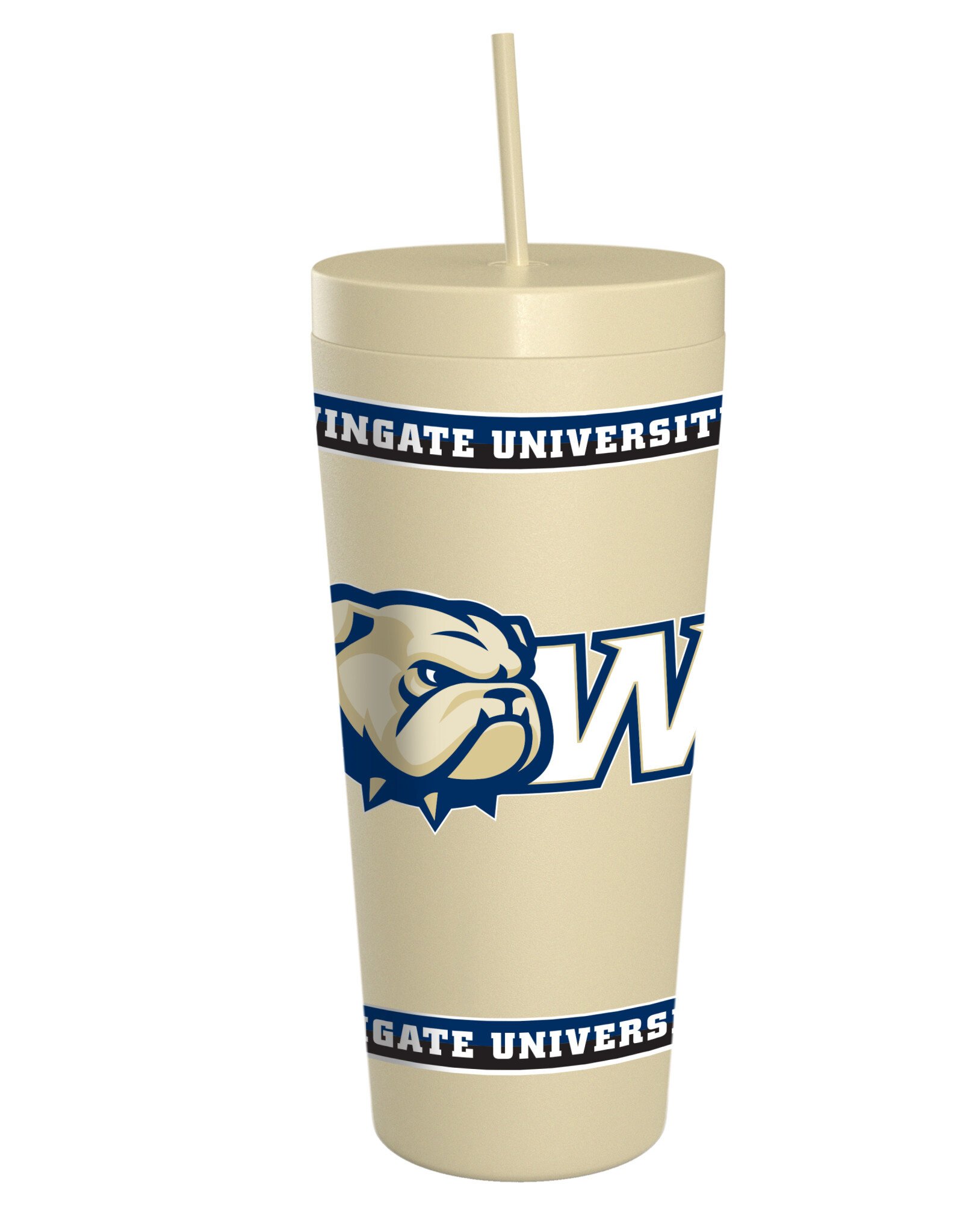 25oz Cream Dog Head W Wingate University Banners Stainless Travel