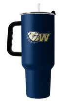 Logo Brands 40oz Navy Dog Head W Bulldogs Powder Coat Stainless Travel Tumbler With Straw