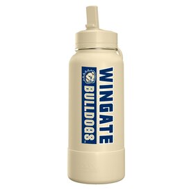 Hydrapeak 32oz Cream Wingate Dog Head Bulldogs HydraPeak Sport Boot With Straw Lid Stainless Bottle