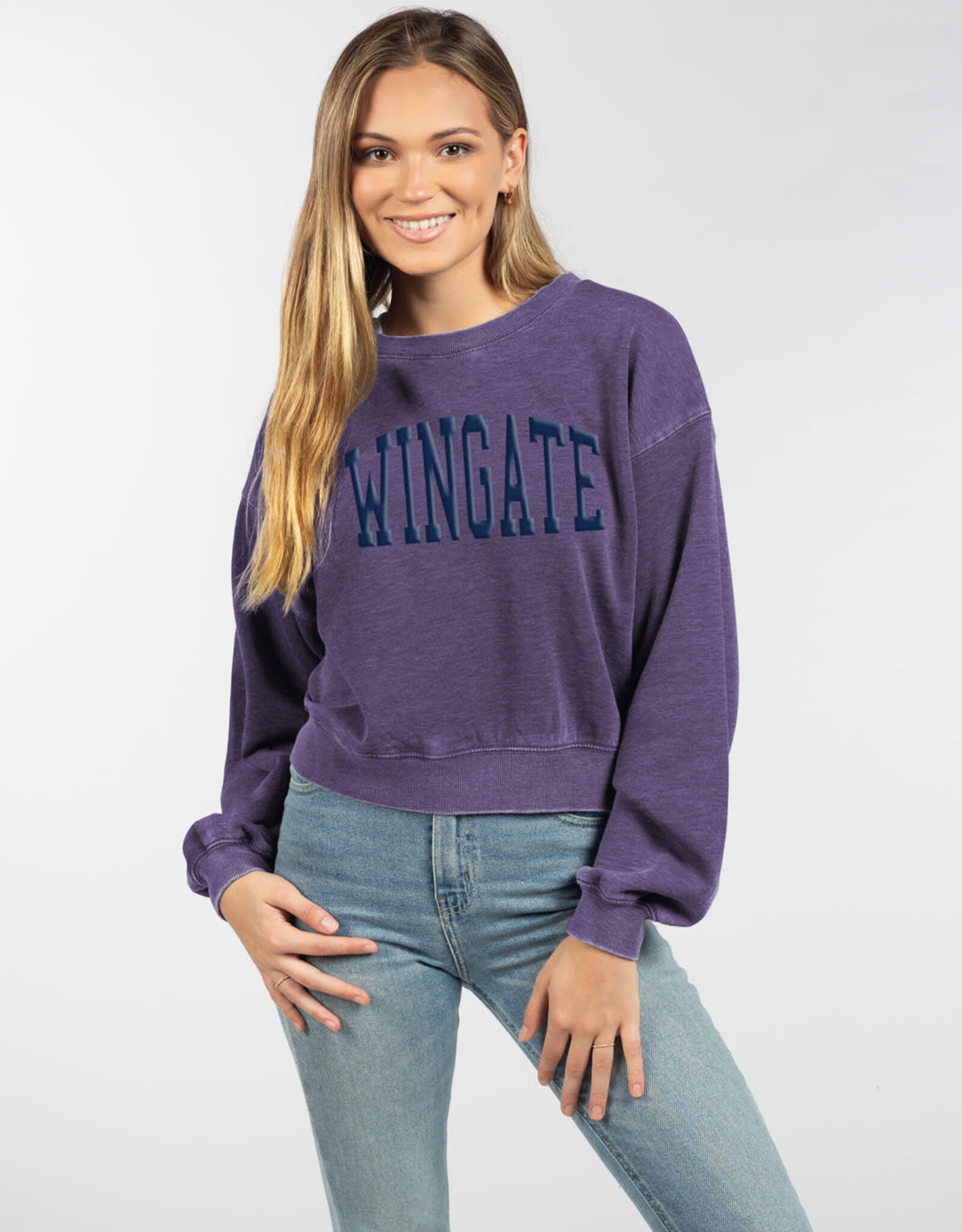 chicka-d Wingate Campus Crop Crewneck Sweatshirt