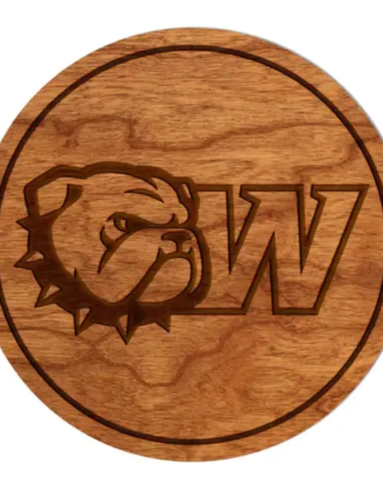 LazerEdge Single Dog Head W Cherry Wood Coaster