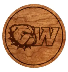 LazerEdge Single Dog Head W Cherry Wood Coaster