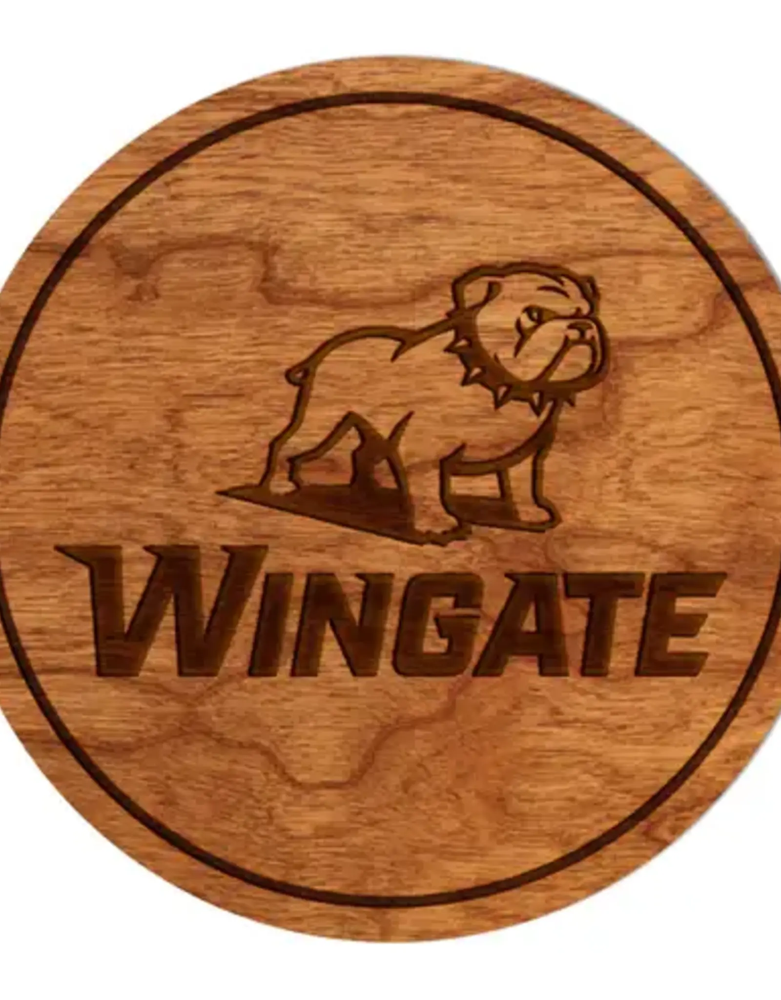 LazerEdge Single Full Dog Over Wingate Cherry Wood Coaster