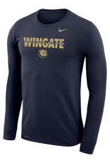 Nike Navy Wingate Bulldogs Dog Head Drifit Legend Long Sleeve T Shirt