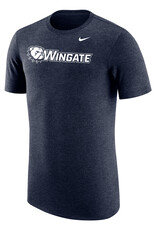 Nike Navy Heather Dog Head Wingate Bulldogs Triblend Short Sleeve T Shirt