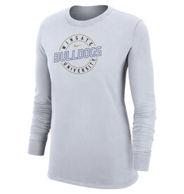 Nike Ladies White Wingate Bulldogs University Cotton Long Sleeve T Shirt