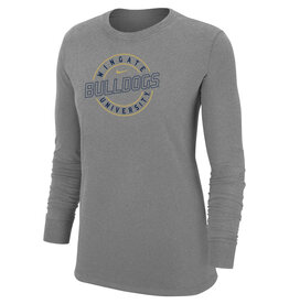 Nike Ladies Grey Wingate Bulldogs University Cotton Long Sleeve T Shirt