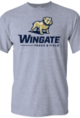 Gildan Heavy Cotton Grey Full Standing Dog Over Wingate Track and Field Short Sleeve T Shirt