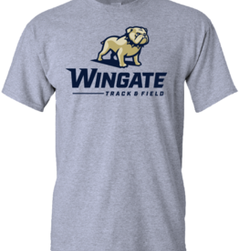 Gildan Heavy Cotton Grey Full Standing Dog Over Wingate Track and Field Short Sleeve T Shirt