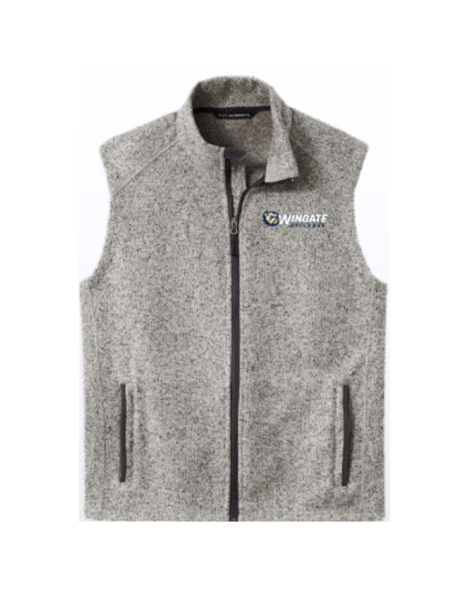 Grey Heather Full Zip Dog Head Wingate Embroidered Vest