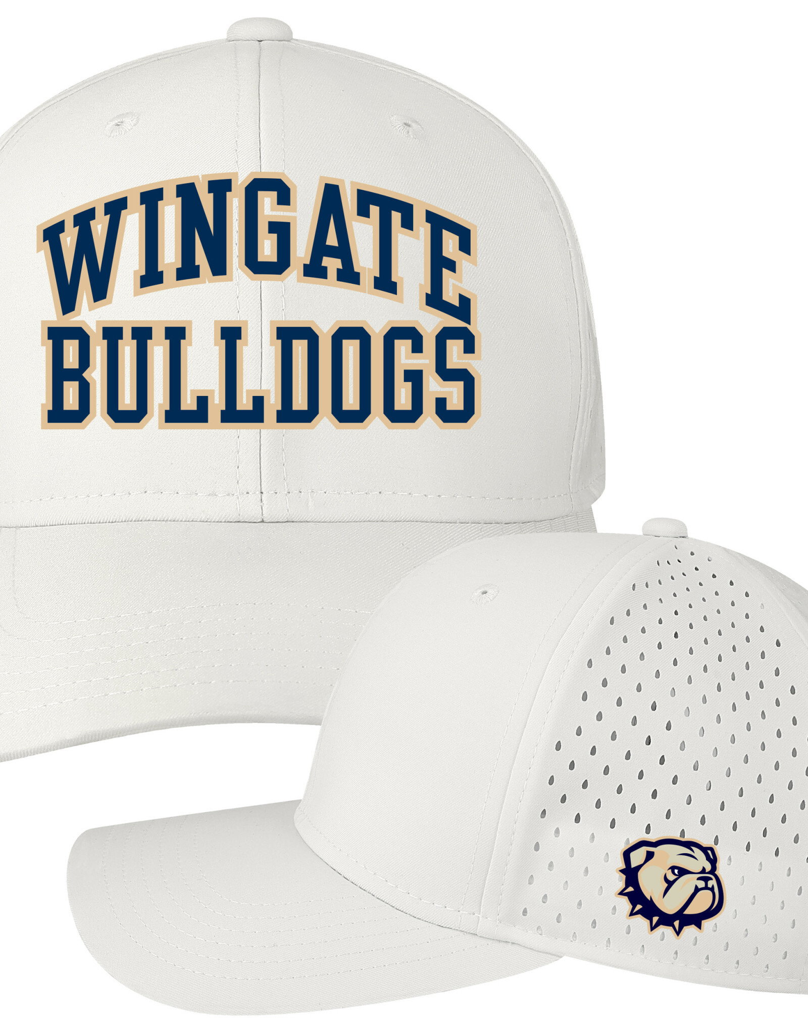 Legacy White Wingate Bulldogs Dog Head Side Rempa Mid Pro Adjustable Velcro Closure Hat