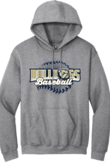 Grey Bulldogs Dog Head Baseball Threads Hoodie