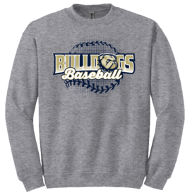 Grey Bulldogs Dog Head Baseball Threads Crewneck