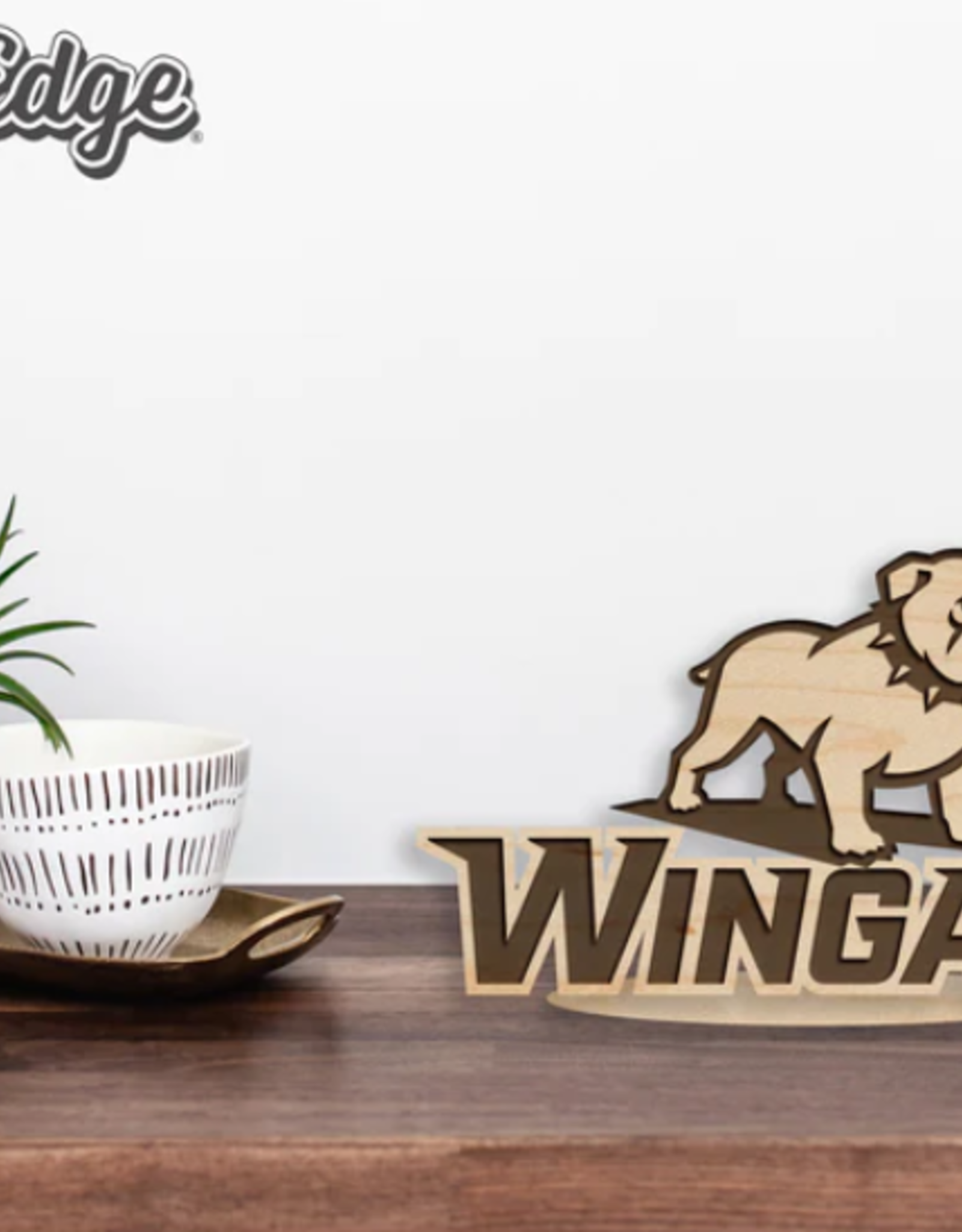 LazerEdge 8" x 4.5" Cherry Wooden Wingate Bulldog Standing Plaque