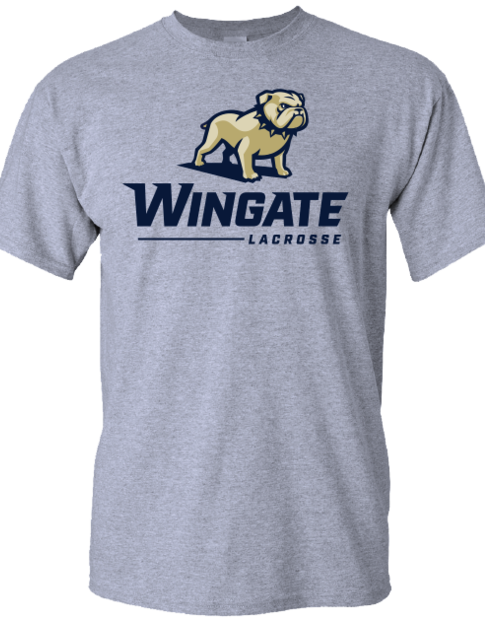 Gildan Heavy Cotton Grey Full Standing Dog Over Wingate Lacrosse Short Sleeve T Shirt