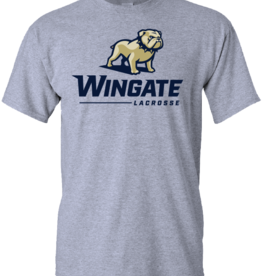 Gildan Heavy Cotton Grey Full Standing Dog Over Wingate Lacrosse Short Sleeve T Shirt