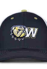 The Game Navy White Embroidered Dog Head W Mid Pro Rise Structured Mesh Snap Back Hat