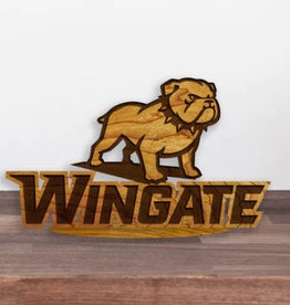 LazerEdge 8" x 4.5" Cherry Wooden Wingate Bulldog Standing Plaque