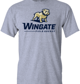 Gildan Heavy Cotton Grey Full Standing Dog Over Wingate Field Hockey Short Sleeve T Shirt