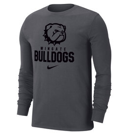 Nike Antracite Dog Head Wingate Bulldogs Drifit Cotton Long Sleeve T Shirt