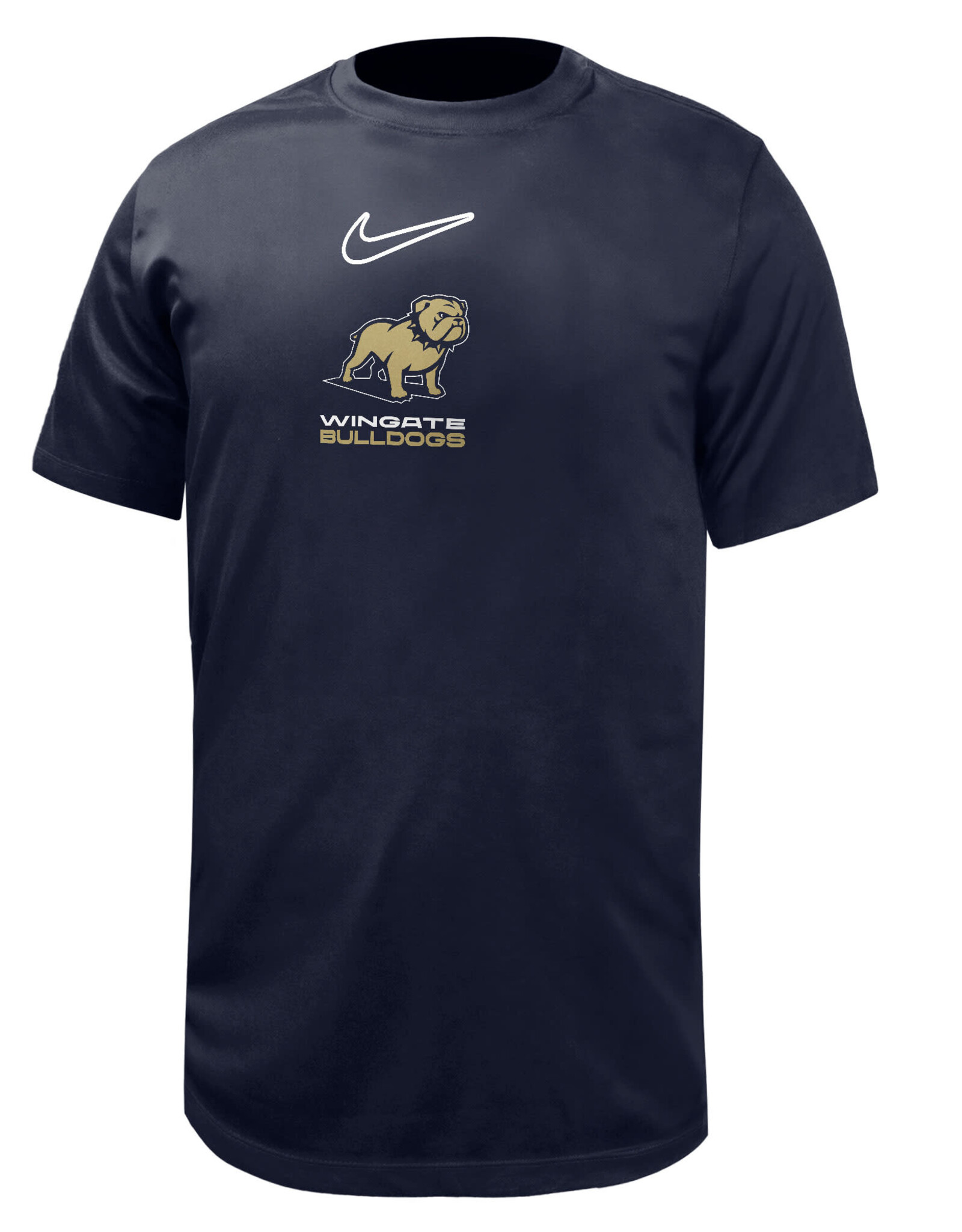 Nike Navy Full Standing Dog Over Wingate Over Bulldogs Legend Drifit Short Sleeve T Shirt