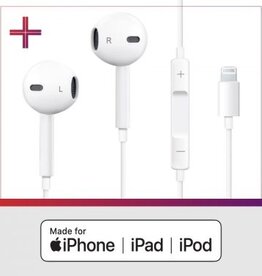 Lightning Compatible White Earbuds with Remote And Mic