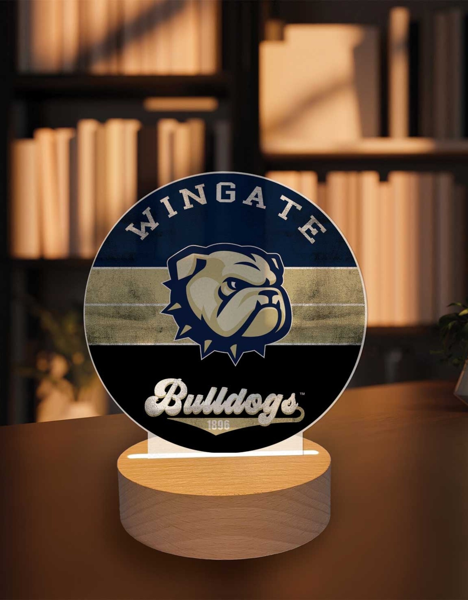 DROP SHIP ONLY Wingate Dog Head Bulldogs Retro Circle  Acrylic Light Up (ONLINE ONLY)
