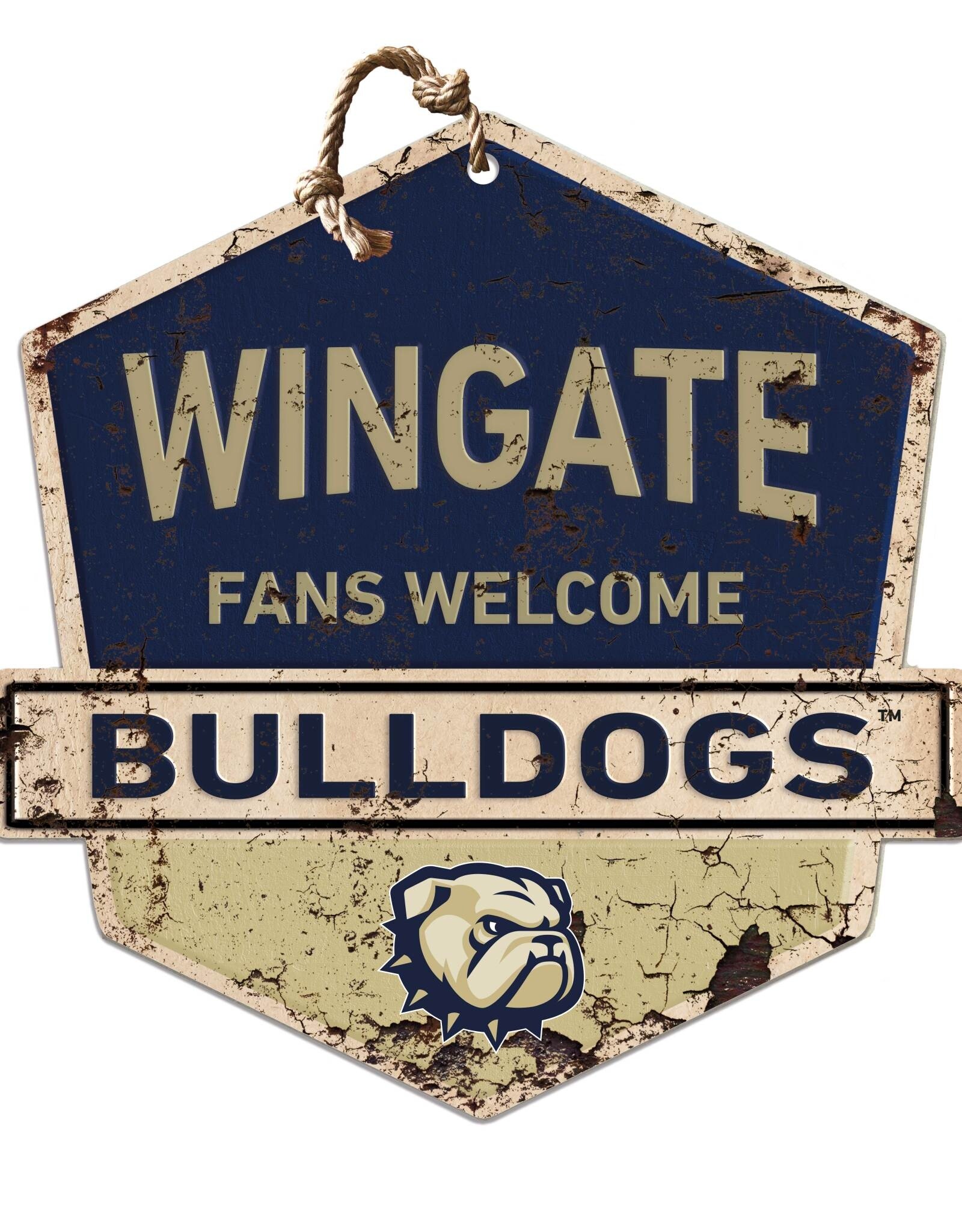 DROP SHIP ONLY 20 x 20 Wingate Fans Welcome  Rustic Wood Sign (ONLINE ONLY)