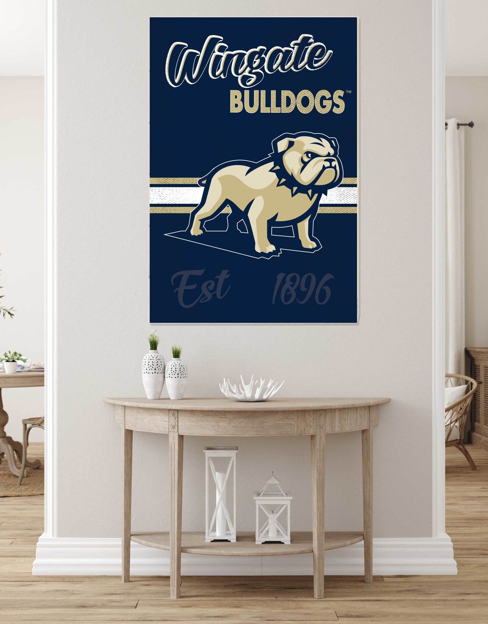 DROP SHIP ONLY 34 x 24 Wingate Bulldogs Standing Dog PVC Sign (ONLINE ONLY)
