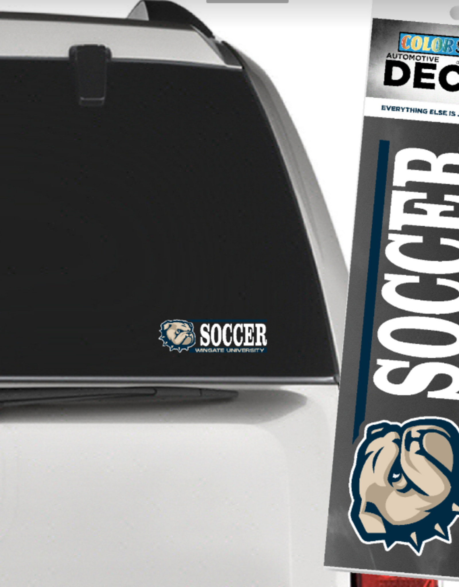 CDI 2" x 6" Dog Head Soccer Over Wingate University Decal