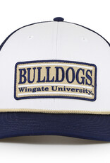The Game Navy White Gold Rope Bulldogs Wingate University Patch  Structured Everyday Trucker Snapback Hat