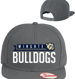 Grey Wingate Dog Head Bulldogs Structured Snapback Flat Bill Hat