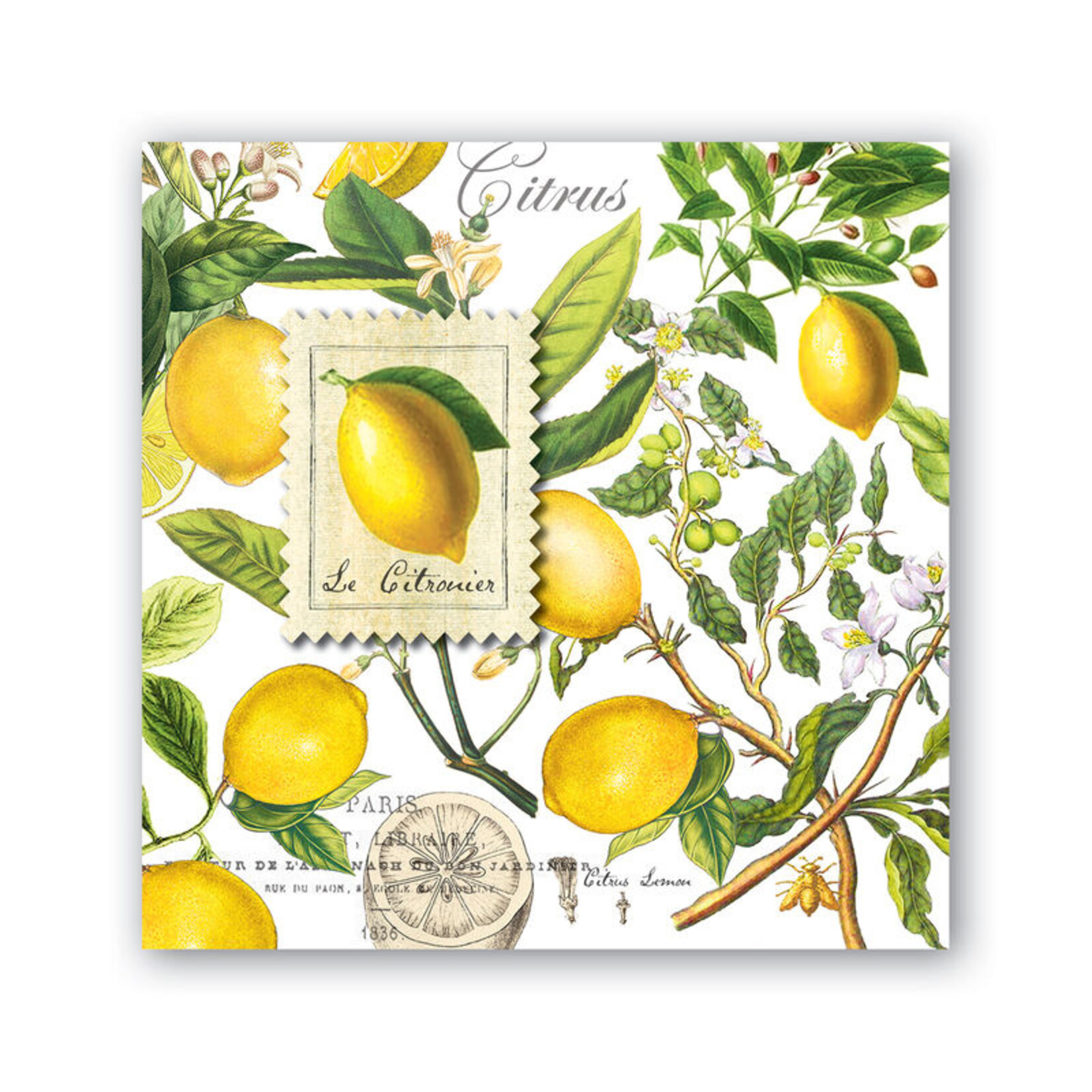 Michel Design Works LEMON BASIL COCKTAIL NAPKIN