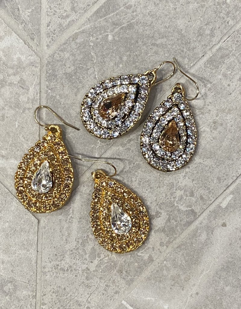 Diana Warner-Chelsea earring-large teardrop shaped earring with center teardop stone