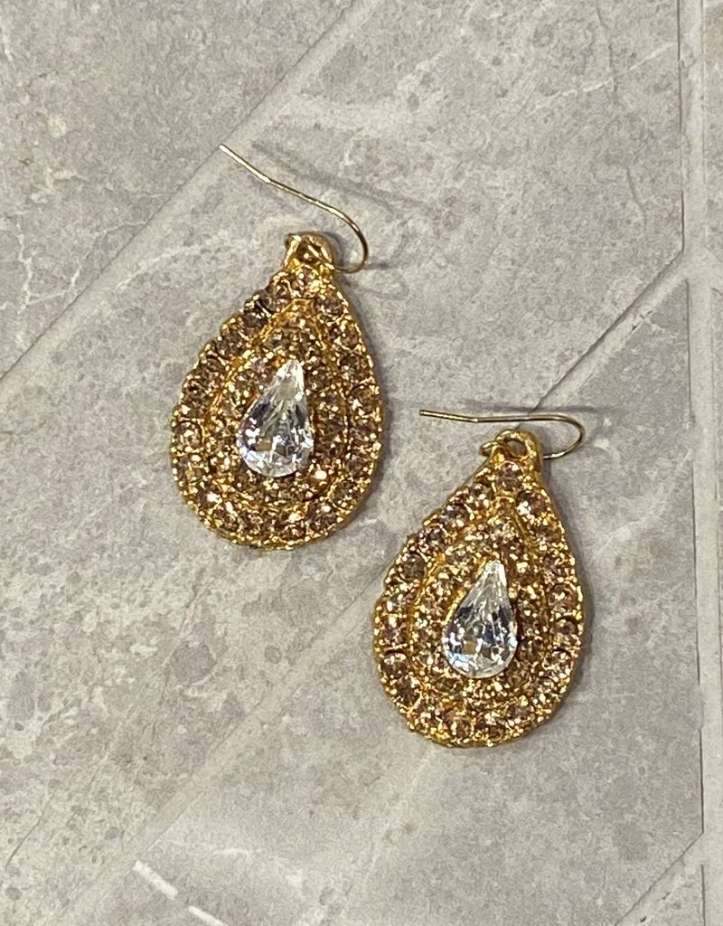 Diana Warner-Chelsea earring-large teardrop shaped earring with center teardop stone