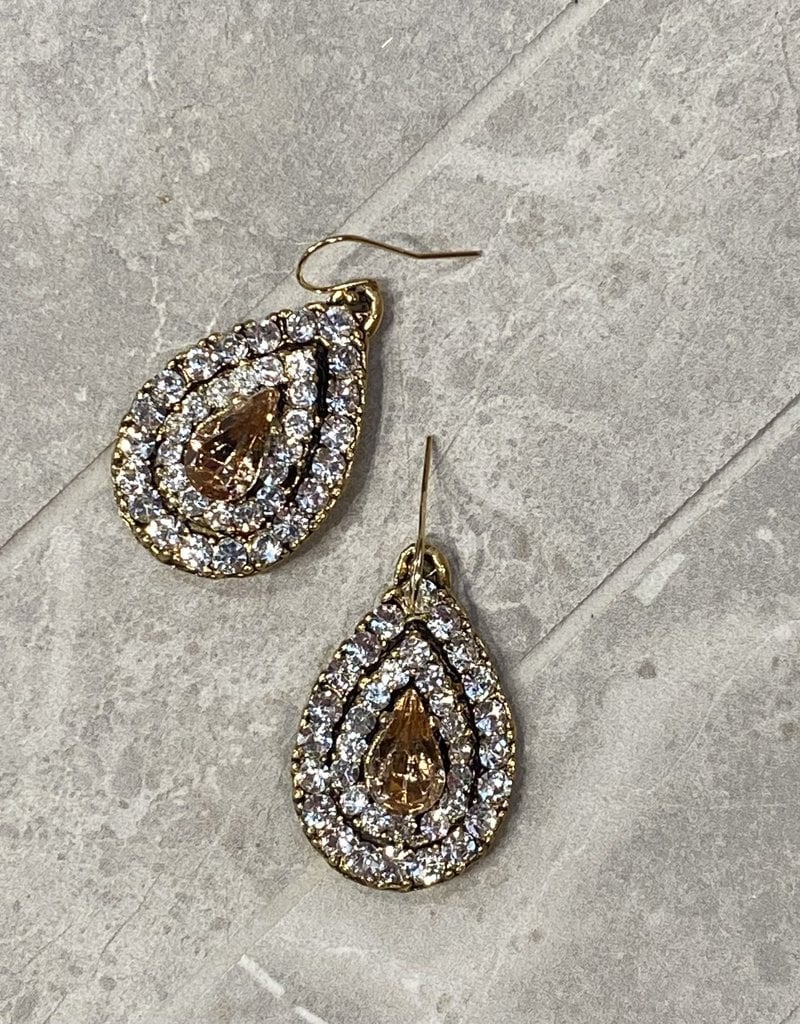 Diana Warner-Chelsea earring-large teardrop shaped earring with center teardop stone